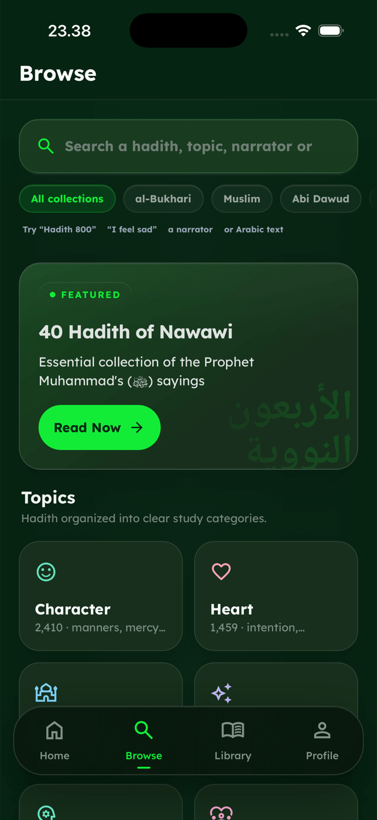 Browse Hadithy by collection and topic